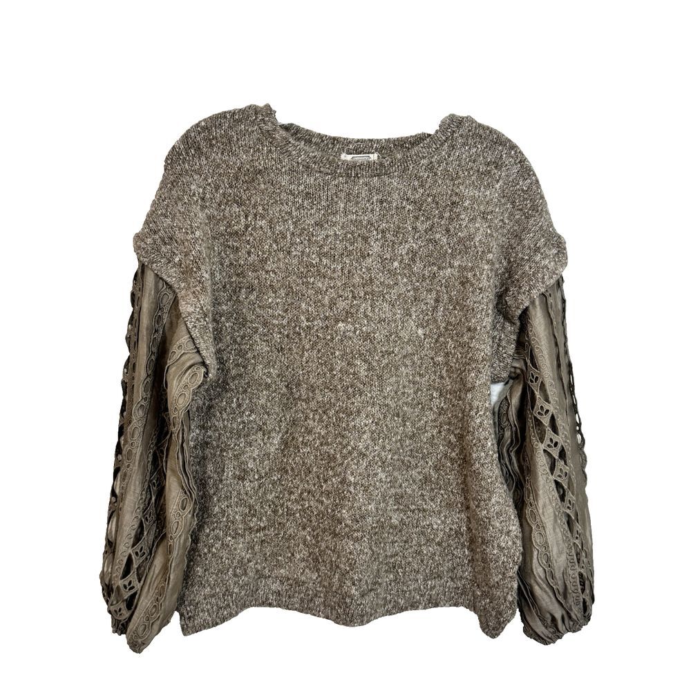 Gimmicks By BKE‎ Women Size S Knit Wool Blend Lace Sleeves Sweater Boho Cottage